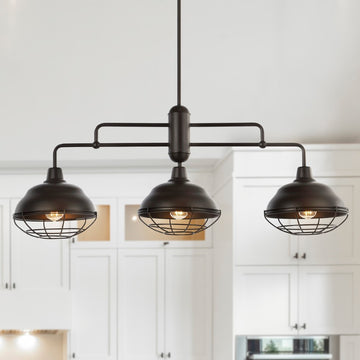 Levi Industrial Farmhouse Iron LED Pendant - JONATHAN Y